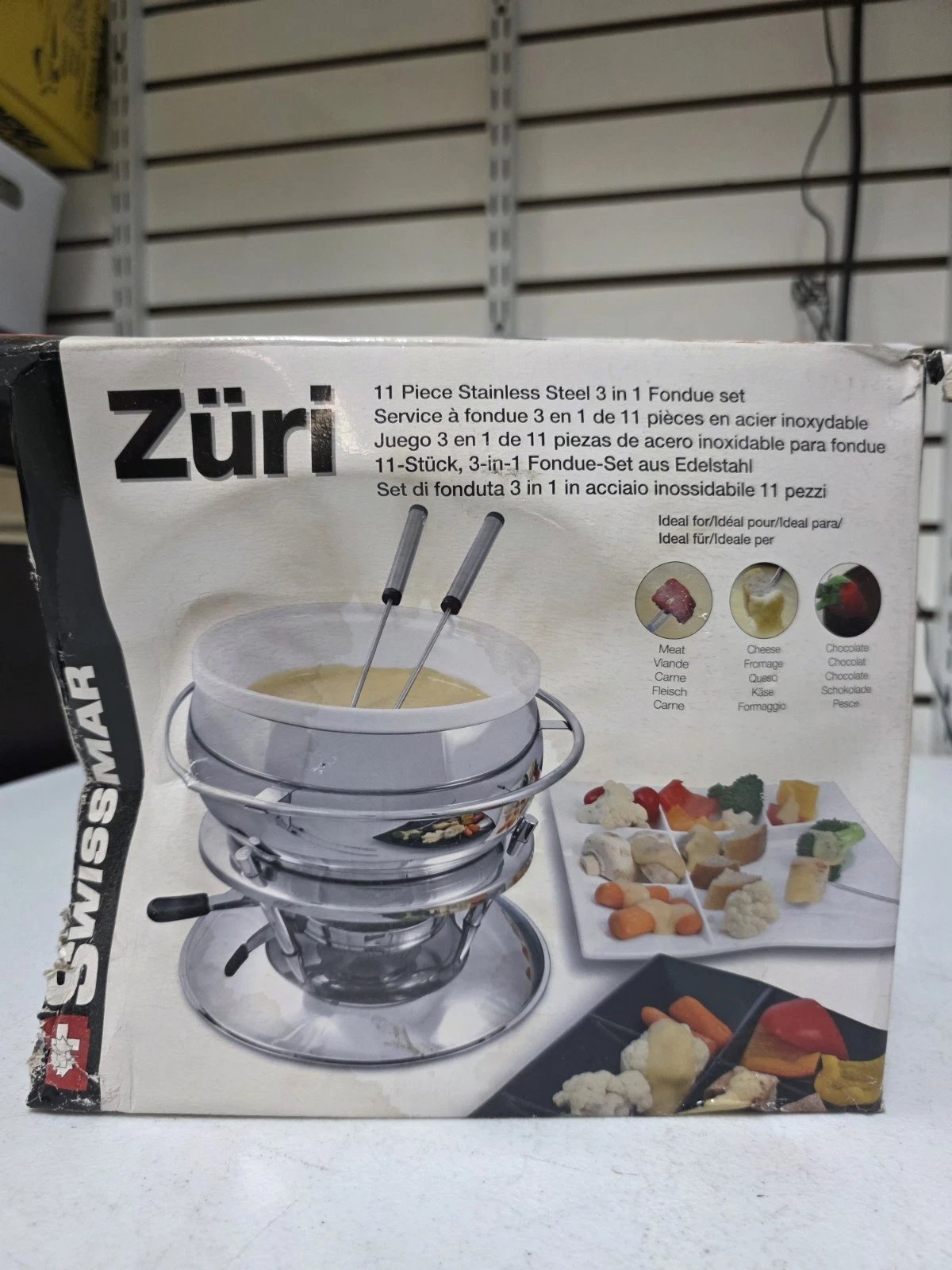 Swissmar Zuri 11-Piece Stainless Steel 3 in 1 Fondue Set