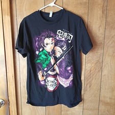 Demon Slayer Kimetsu No Yaiba Anime Graphic T Shirt Black Unisex Size Medium