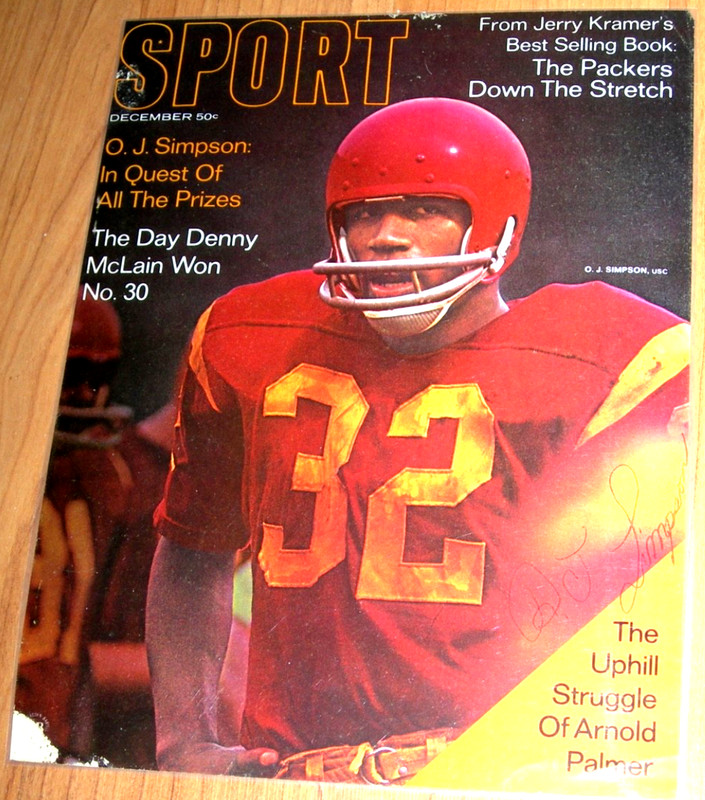 Football Sport Mag. OJ Simpson Mounted in Plastic Autographed Sports Stars in NM