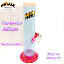 INHALE®️ 2x10" STRAIGHT ACRYLIC HOOKAH WATER PIPE PULL STEM MADE IN THE USA