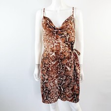 JOA Snake Print Mini Wrap Dress Size M V-Neck Party Cocktail Clubwear Summer