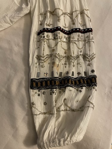 Free People Womens White Beaded Give Him The Cold Shoulder Top Sz. S/P VGUC - Picture 5 of 9
