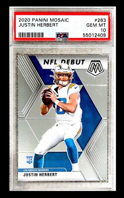 JUSTIN HERBERT 2020 PANINI MOSAIC #263 PSA 10 GEM MINT RC ROOKIE
