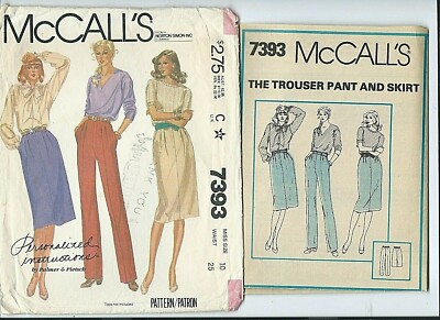 M 7393 sewing pattern 80's pleated Trouser PANTS chic SKIRT sew Stylish size 10 