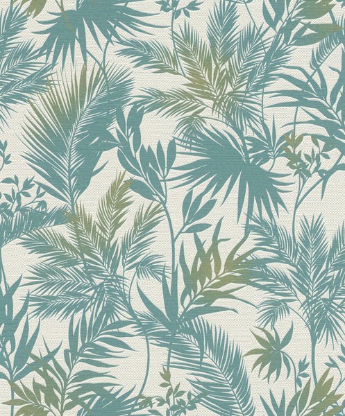 Tapete Vlies Dschungel BläTter TüRkis Blau Rasch Kalahari 704112 (3,37€/1Qm)-image