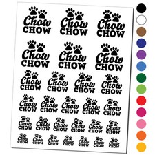 Chow Chow Dog Paw Prints Fun Text Temporary Tattoo Water Resistant Set