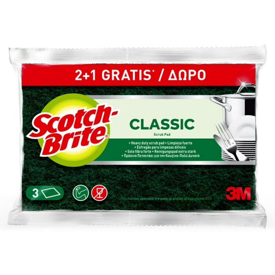 6x Fibra Verde Scotch-Brite 2+1 Pezzi