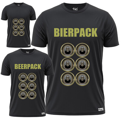 EAKS  Herren T-Shirt Motiv: ''Bierdosen-Sixpack'' Fun Shirt Bierbauch Beerpack