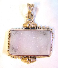 Sterling silver sparkling druzy pendant, 13.3 grams, 1 1/2" with bail x 1 1/4"
