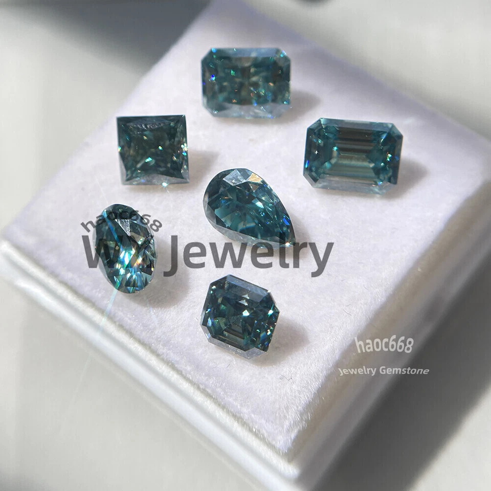 Moissanite loose stones MultiShape cut Moissanite GRA Blue Green VVS jewelry - Image 3 of 4