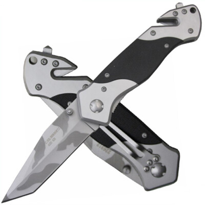 Herbertz Einhand Rettungsmesser Rescue Tanto Klinge G-10 Schalen Gurtschneider 
