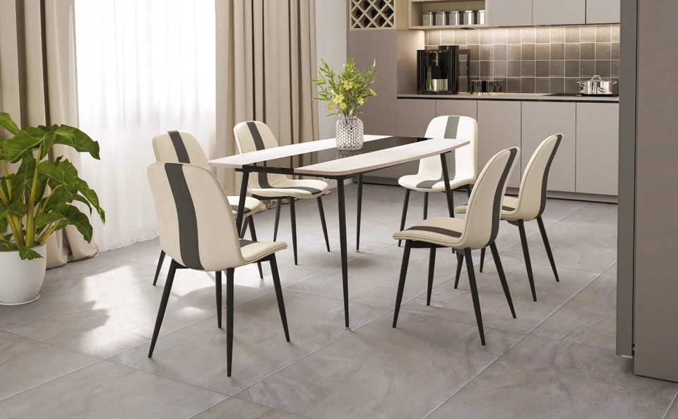 Mondeer Dining Sets Dining Table and 4/6 Upholstered Chairs with Metal Legs - Image 3 of 4