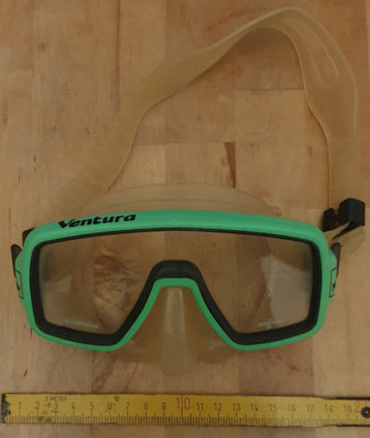 SeaQuest Technisub Ventura Tauchermaske schwarz-hellgrün, durchsichtiges Silikon