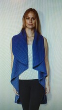 Knitted Longline Waistcoat By Nina Leonard In Blue, Size S