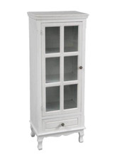 MOBILE VETRINA VETRINETTA SHABBY CHIC ANTA CASSETTO LEGNO PERLA 120*48*32 cm