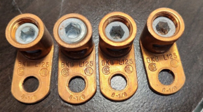 (4)  NSI BKB L125  8- 1/0 Copper Terminal Lug One Hole Mount NEW/OLD STOCK