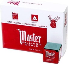 Master Billiard/pool Cue Chalk Box, 12 Cubes, Green