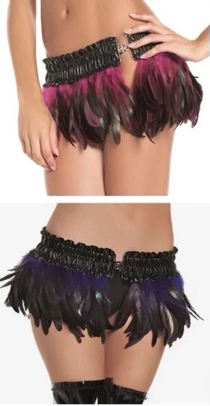 Minifalda micro pluma rosa y púrpura seria servicio labial muñecas rave matar Foto 2 de 4