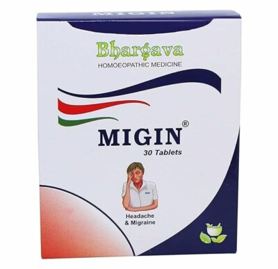Bhargava Homoeopathic Migin Tablet FREESHIP WORLDWIDE 30 Tablets