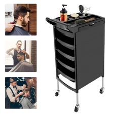 5-Drawer Rolling Barber Beauty Salon Cabinet Trolley Stylist Station Equipment