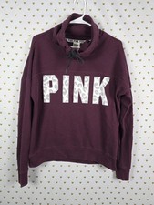Victorias Secret Pink Cheetah Logo Leopard Reflective Cowl Sweater Slouchy SMALL