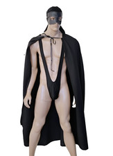 Men's Sexy El Zorro Costume 3 Pieces Cape Mask Mankini Thong Made in The USA