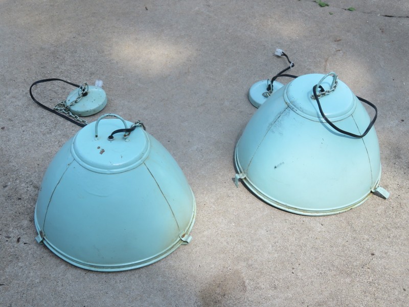 2 TURQUOISE HANGING LIGHTS WITH UPDATED PLUG IN WIRES