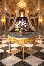 MAGNIFIQUE GRANDE TABLE 100CM STYLE LOUIS XV BOIS MASSIF DORÉ À LA FEUILLE D'OR