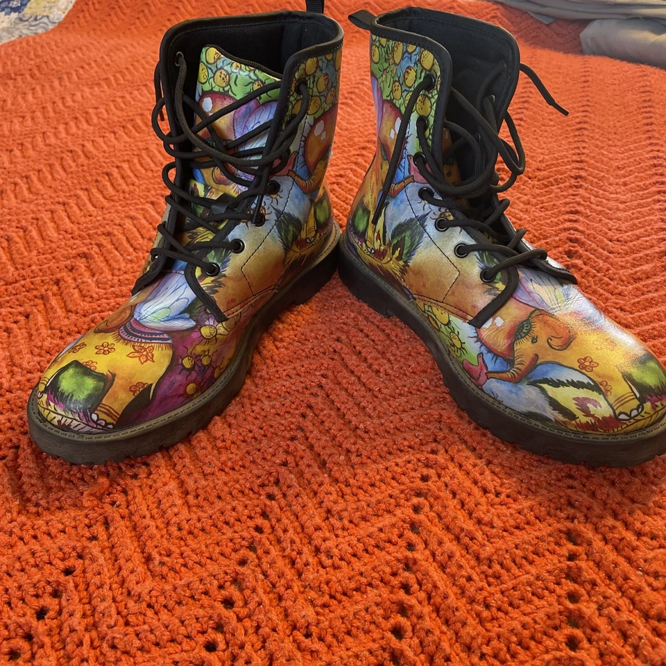 elephant boots size 8.5 Colorful Combat Boots Men’s - Image 2 of 4