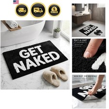 Black Get Naked Bath Mat 16"x24",Funny Microfiber Bathroom Rug