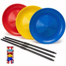 Spinning Plates with Sticks Set of 3 Kids Circus Games Juggling Balancing Toy