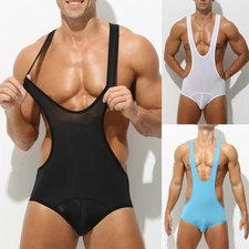 Mens Sexy Sleeveless Jumpsuit for Underwear and Pajamas Nightclub Wear