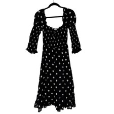 Reformation Rosamund Polka Dot Midi Dress Black Women's Medium