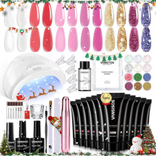 Poly Nail Gel Complete Kit: 12 Colors Poly Nail Gel Kit with U V Light Slip Solu