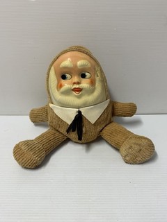 Vintage 13” Santa Claus Humpty Dumpty Plush Doll Plastic Face Brown Chenille