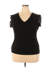 Andrew Marc Women Black Short Sleeve Top XXL