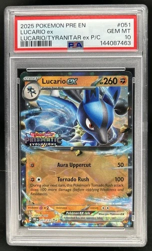 2025 Pokemon Prismatic Evolutions Lucario ex #051/131 PSA 10 GEM MINT