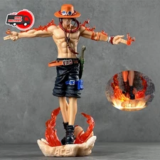 One Piece Portgas D Ace Figure 28cm PVC Action Statue Model Light Anime Gift Toy