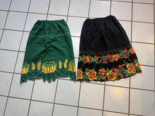 2 Vintage Mexican Skirts Girls Handmade Floral Novelty See Measurements  142