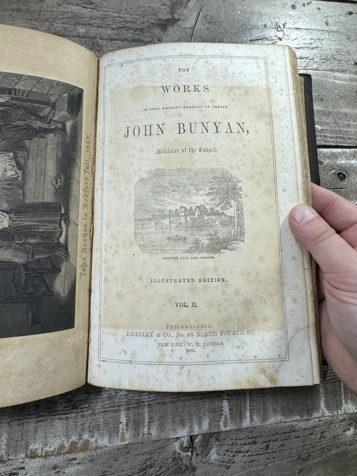 1866 Antique Classic Book “The Works of John Bunyan” Illustrated, 2-vol's-in-1