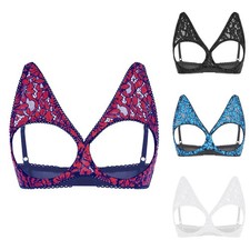 Womens Underwire Babydoll Lingerie Nightclub Lace Bra Straps Tempting Sheer