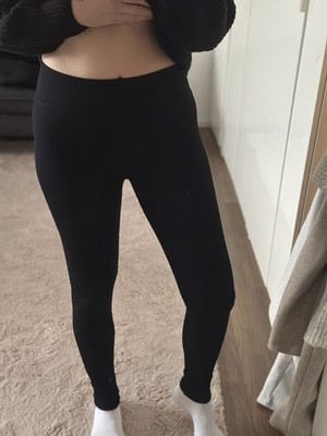 New Yorker Censored Sport Leggings Gerippt High Rise Tights Schwarz M/L Damen