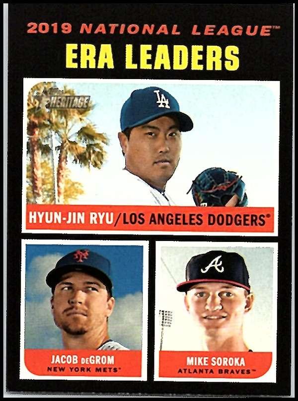 2020 TOPPS HERITAGE #68 MIKE SOROKA/JACOB DEGROM/HYUN-JIN RYU ATLANTA BRAVES/NEW