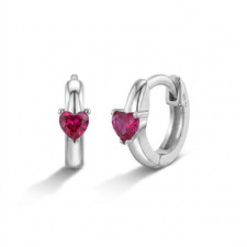 Heart Prong 7mm Kids / Children's / Girls Earrings Hoop/Huggie - Sterling Silver