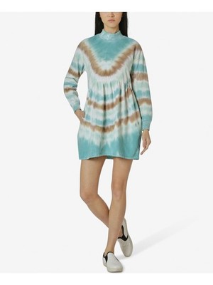 ULTRA FLIRT Womens Shift Mini Dress Light Blue Tie Dye Juniors L