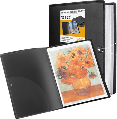 18''X24'' Art Portfolio, 30 Pockets Display 60 Pages Art Portfolio Folder with Cle