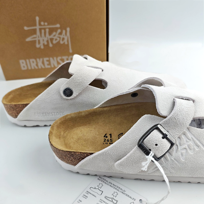 Birkenstock Boston X Stussy Suede Footbed Clog White Women's and
