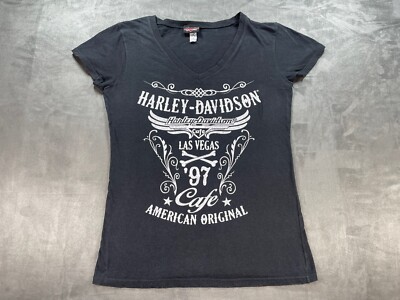 Harley Davidson Motorcycles Cafe Las Vegas Womens V Neck Medium Shirt