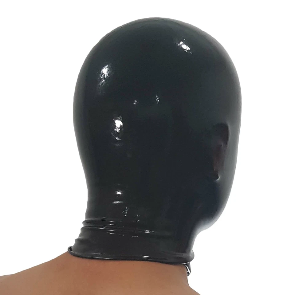 Capucha de látex anatómica unisex negra con ojos y nariz abiertos (talla única)  Foto 3 de 4