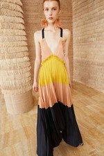 $745 Ulla Johnson Gisella Pleated Asymmetrical Dress (Size 8)